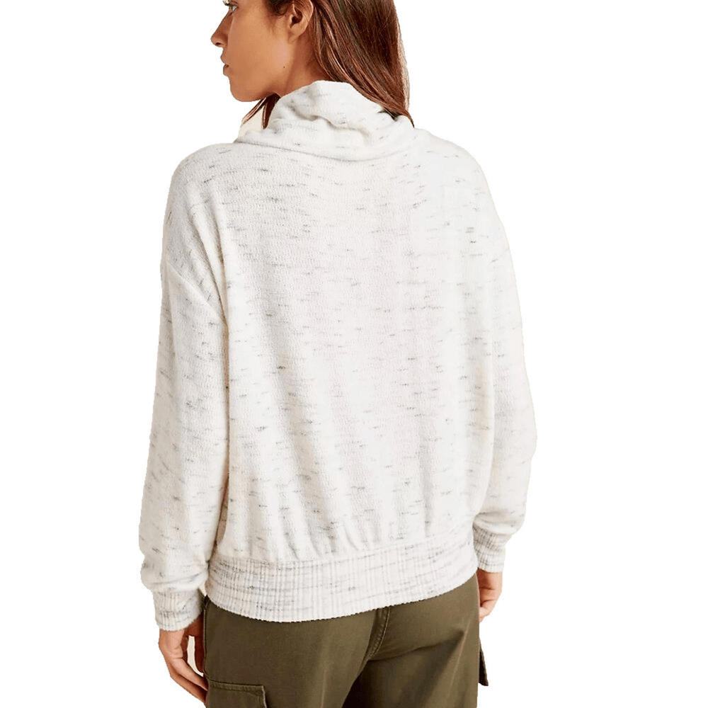 Anthropologie Cowl Neck Long Sleeve Ivory Gray Marled Pullover Sweater Womens M - Picture 2 of 9